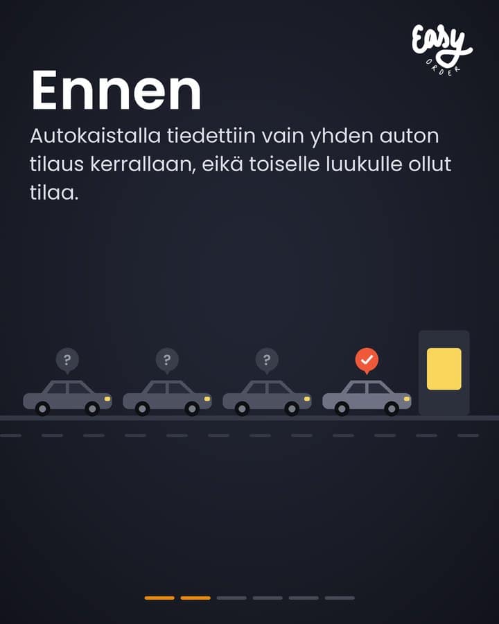 Ennen: autokaistalla tiedettiin vain yhden auton tilaus kerrallaan
